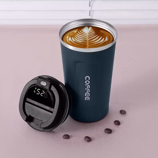 Tazza da caffè termica con isolamento sotto vuoto a doppia parete in acciaio inossidabile Smart Touch da 510 ml 380 ml Smart con coperchio display a tenuta stagna